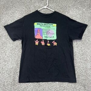 Patrick Star Shirt Men's Large Black Graphic Tee Bikini Bottom Driver‎ License